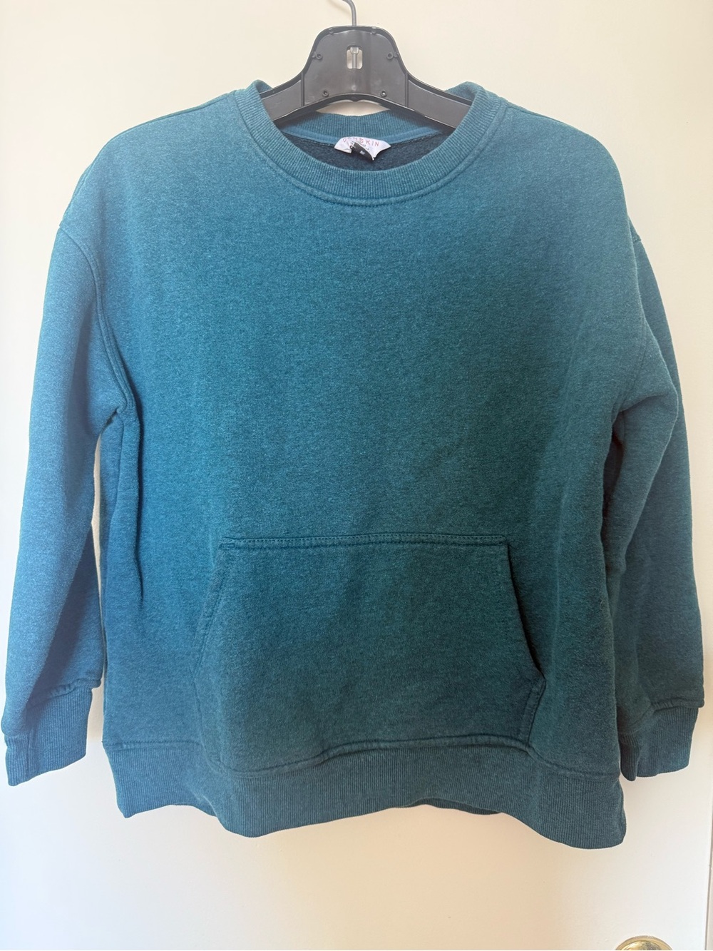 Danskin Oversized Crewneck Sweatshirt Teak Teal Heather Kangaroo Pocket M